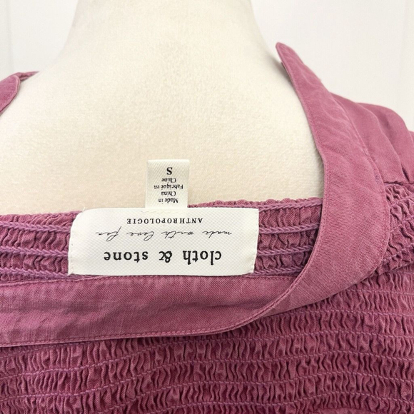 Anthropologie Cloth & Stone Smocked Chambray Long Sleeve Button Down Small - Picture 7 of 10